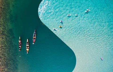 Waterway and beach half half imagery